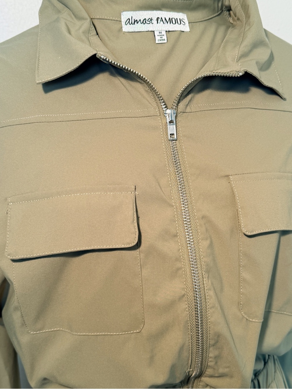 Almost Famous Sage Green Khaki Utility Jumpsuit M - Picture 4 of 11